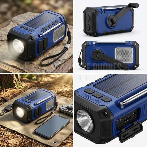 Emergency Hand-Crank Solar Charger with Flashlight & Radio