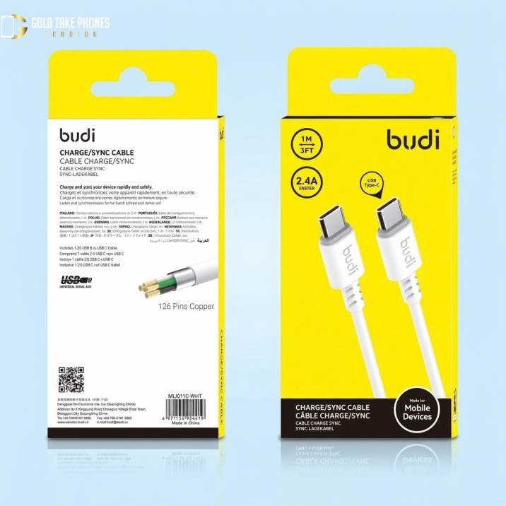 Budi Cable 1M Braided Type C to Type C