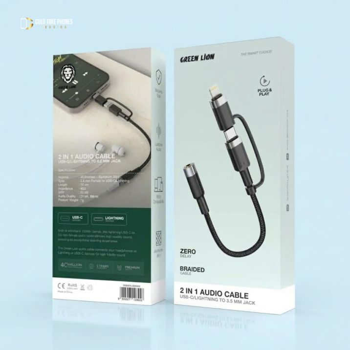 Green Lion 2-in-1 Audio Cable 12cm (USB-C)