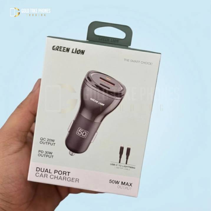 Green Lion Dual Port Car Charger 50W with USB-C